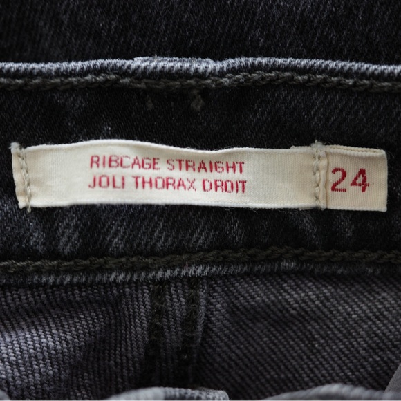 Levi's Ribcage Straight Ankle Washed Black Size US 24 - Picture 4 of 6